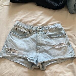 Rag & Bone Light Blue Ripped Jean Shorts